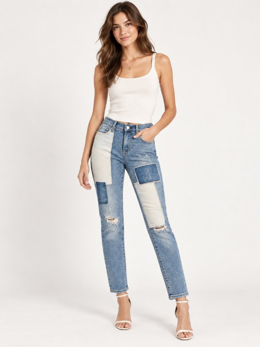Gap 1969 Patchwork Distressed Jeans Size 24
